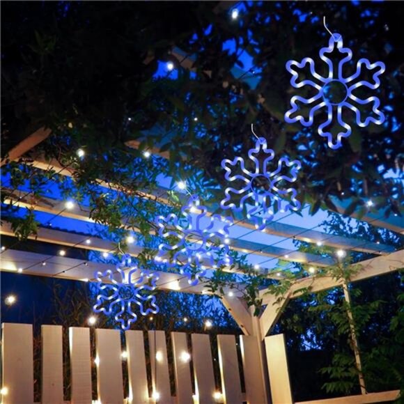 Christmas Decorations Outdoor Lights,4pcs LED Snowflake Lights,11.4”Snowflake - Picture 5 of 7